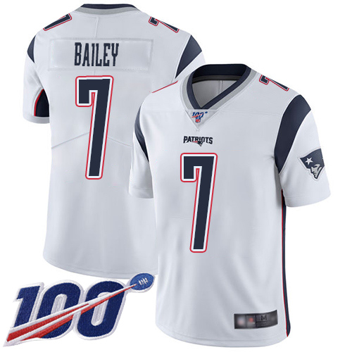 New England Patriots Football #7 Vapor Untouchable 100th Season Limited White Men Jake Bailey Road NFL Jersey->youth nfl jersey->Youth Jersey